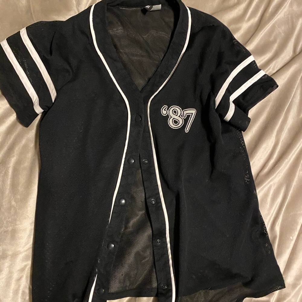 H&M Mesh Baseball Button-Up